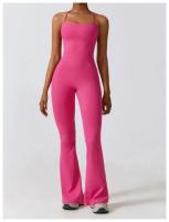 Mono de Yoga ajustado para mujer, traje deportivo informal con correa extraíble, pantalones acampanados, ropa deportiva para gimnasio y entrenamiento - details 1