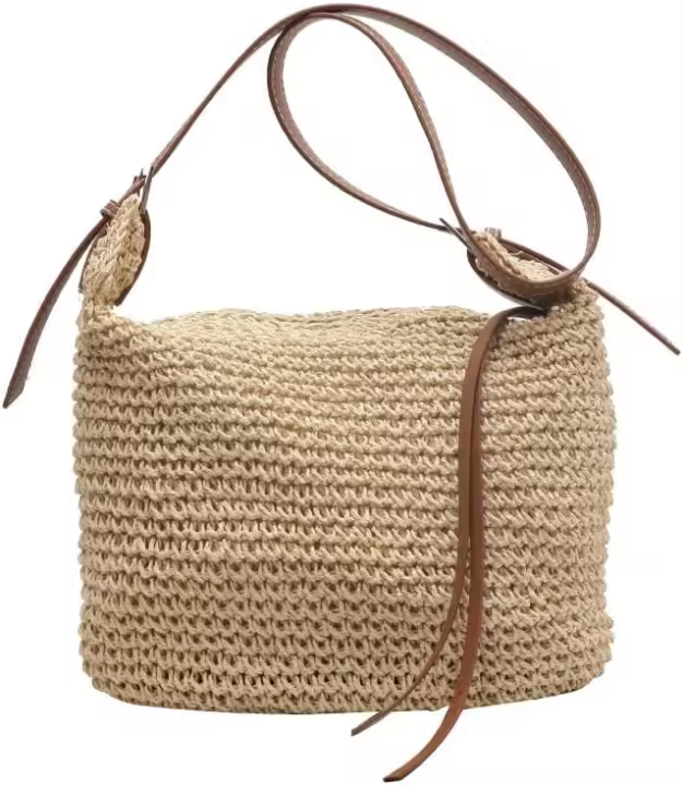 Bolso de Paja Grande para Mujer Tejido a Mano Bolso Hobo Bolso de Playa de Verano - 1