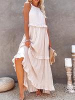 Vestido largo con borde de hoja de loto para mujer, falda de playa con vuelo grande y corriente, novedad de verano 2024 - details 18