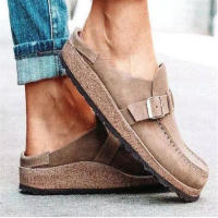 Zapatos Retro sin cordones para mujer, zuecos planos cómodos, informales, talla grande, verano, 2024 - details 4