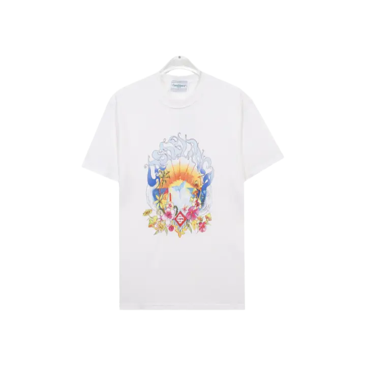 Nueva colección de verano con logotipo impreso frontal, camiseta deportiva de algodón puro con cuello redondo para hombre, camisa informal de estilo básico para pareja - 1