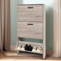 Mueble zapatero de 12 pares - Estantería de gran capacidad para vestíbulo o pasillo - (ancho) 60 x (profundidad) 24 x (alto) 80 cm - Madera clara blanca - details 33