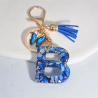 Llavero de Alfabeto de Piedra Pulida Azul Colgante de Borla de Mariposa 26 Iniciales - details 6