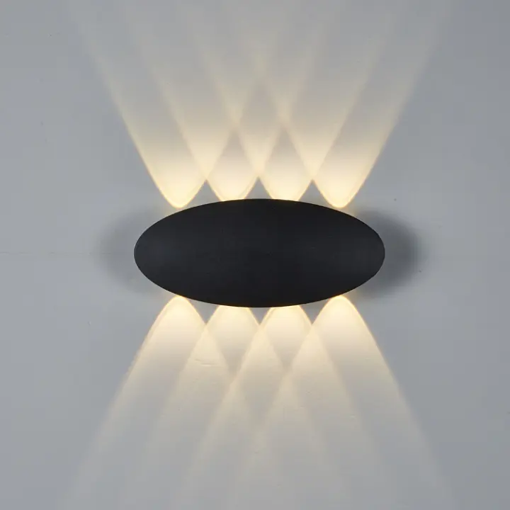Luz de pared ovalada de aluminio de 4W/6W/8W Luz de pared LED, luz impermeable al aire libre - 1