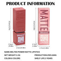 Bsimone Premium Matte Lipstick Texture Otoño e Invierno Lápiz labial hidratado y seco que produce color - details 1