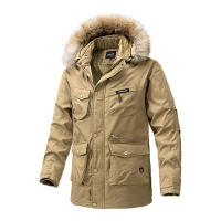 Chaqueta gruesa de lana para hombre, abrigo a prueba de viento con Cuello de piel y capucha, Parka informal de marca clásica, a la moda, novedad de invierno, 2024 - details 5