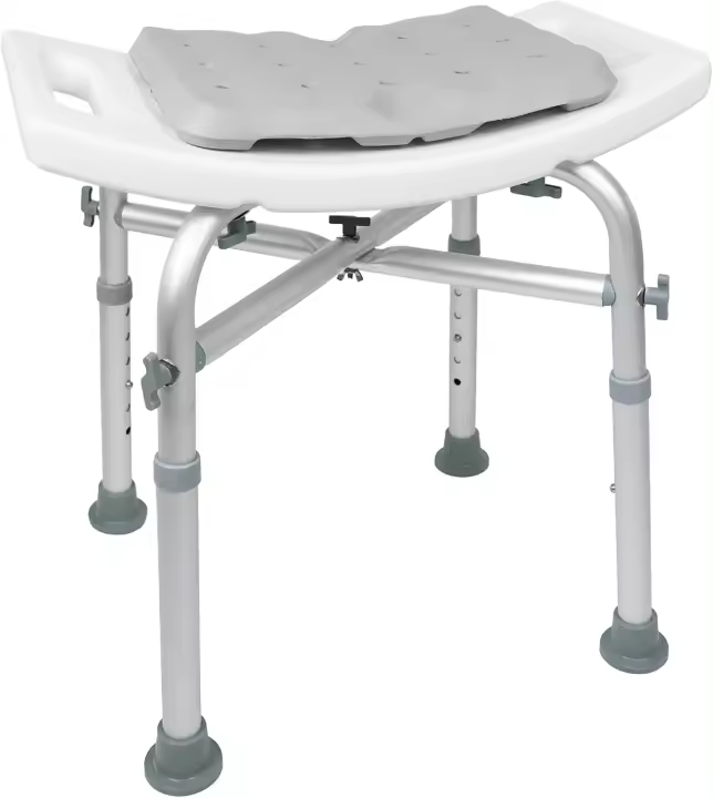 Taburete Baño Ducha (150 kg) con Refuerzo Doble Barra, Cojín, Silla Regulable, Banqueta Tacos Antideslizantes, Sin Herramientas - Fabricado en España - 1
