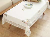 Manteles de lino para piscina antipiscina ENCE huecos de algodón blanco floral europeo, juegos de muebles de TV para bodas - details 5