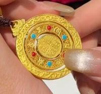 Vietnam arena oro giratorio gota pegamento ocho tesoros brújula hombres y mujeres suéter cadena método antiguo disco colgante - details 2