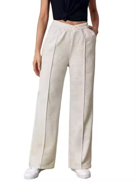 Pantalones deportivos fluidos de cintura alta para mujer, pierna ancha, nuevos en toda la ropa - 1