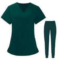Conjunto de limpieza de farmacéutico, estomatología hospitalaria, odontología, médico, trabajo, enfermería, uniforme médico, moda con cuello en V de verano, - details 17