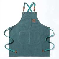 Delantal de trabajo de mezclilla impermeable a prueba de aceite de lona de algodón cafetería cocina hogar jardinería - details 5