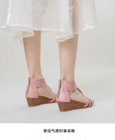 Sandalias de cuña para mujer, novedad de verano 2025, suela gruesa, talla grande, informales, versátiles, con suela suave, sandalias romanas para mujer - details 6