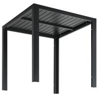 Mesa de comedor al aire libre Mesa de patio de láminas de aluminio y grano de madera resistente a la intemperie, 75x75x73cm rectangular de jardín para patio trasero - details 7
