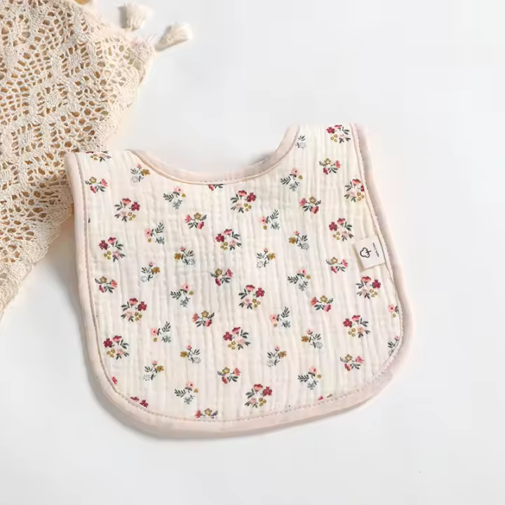 Newborn Baby Bibs Cotton Printed Saliva Towel Button Feeding Bibs for Boys Girls - 1