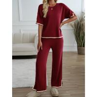 Ropa de mujer de moda 2025 primavera y verano temperamento casual de manga corta conjunto de pantalones de punto - details 15