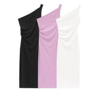 Vestido largo asimétrico sin mangas 2025 con temperamento, nuevo de verano, color sólido para mujer - details 1