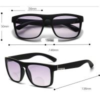 Gafas de Lectura de Sol Bifocales Grises Comodidad y Protección UV Marca TR90 Súper Cuadrada Oversize - details 1