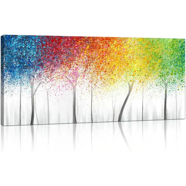 Arte Abstracto Grande en Madera Plata y Azul Listo para Colgar en Sala de Estar, Dormitorio, Comedor, Oficina 120x50cm - 1