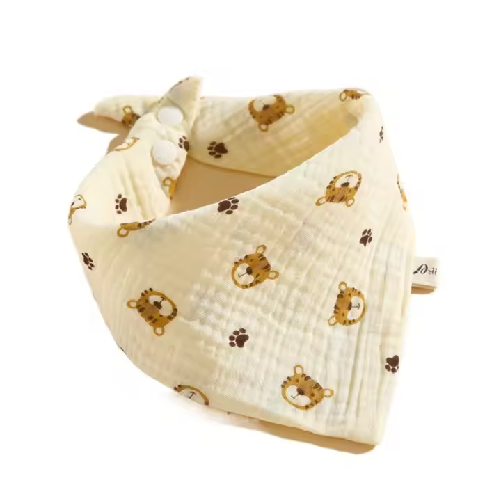 Baberos de muselina con estampado para bebé, paño con botón a presión, toalla de Saliva de algodón de Color sólido, paños suaves para eructar, 1 unidad, 3 piezas, 6 piezas - 1