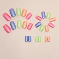 24 PCs Uñas Postizas Francés Cortas Con Arco Iris Y Jelly + 1 Archivo De Uñas Conjunto De Uñas Postizas De Plástico - details 2
