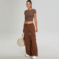 Camisetas deportivas informales y versátiles para mujer, camisetas ajustadas de secado rápido para correr, ropa de Yoga, Camiseta deportiva transpirable de manga corta para gimnasio - details 8