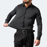 Camisa entallada de negocios minimalista elástica en cuatro direcciones para hombre, fácil de planchar y resistente a las arrugas - details 2