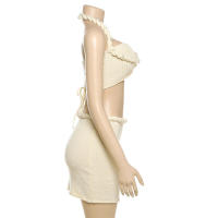 Conjunto de falda ajustada y top halter sin mangas elegante y dulce a la moda de verano - details 25