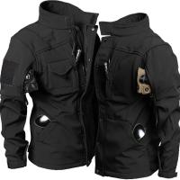 Chaqueta de Moto Táctica de Piel de Tiburón Abrigo de Invierno Impermeable, Cálido, Multipolquera para Hombres Ideal para Salir de Casa - details 7