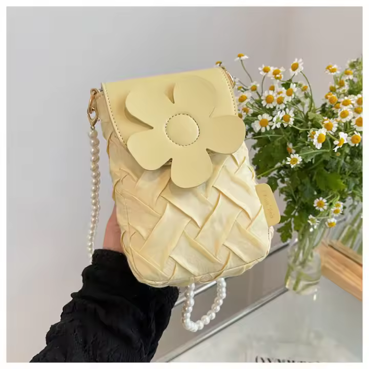 Bolsa de Teléfono Móvil de Lujo Ligera con Cadena de Perlas Bolsa de Verano a la Moda para Mujeres - 1