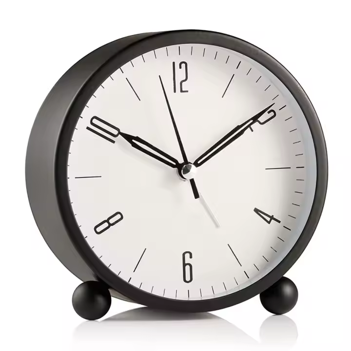 Reloj despertador silencioso, despertador sin tictac, reloj despertador redondo de metal luminoso, despertador decoración vintage - 1