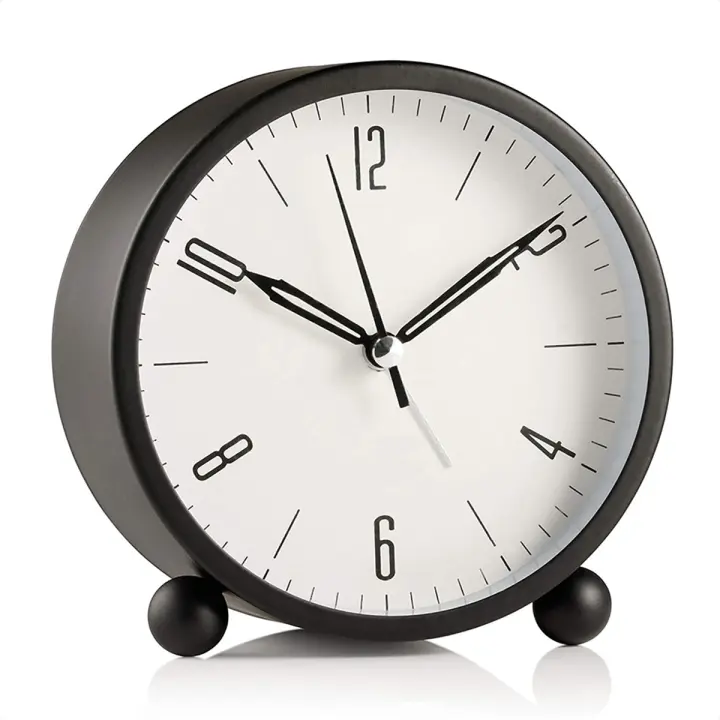 Reloj despertador silencioso, despertador sin tictac, reloj despertador redondo de metal luminoso, despertador decoración vintage - 1