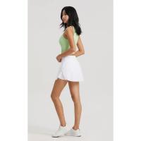 Shorts deportivos de cintura alta con cintura elástica, diseño sólido, falda para fitness, yoga, tenis y golf - details 12