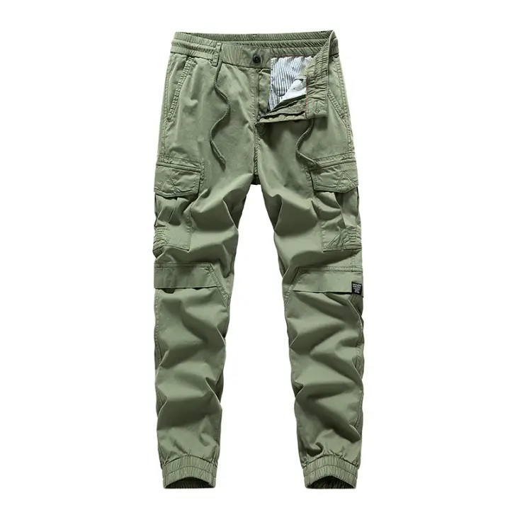 Pantalones Cargo para Hombres CHAIFENKO Color Sólido, Ajuste Suelto, Múltiples Bolsillos, Forza Elástica con Cordón - 1