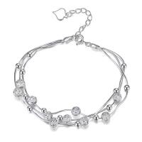 Pulsera 925 plata cuentas para mujer, brazalete bola suerte ajustable, hueco lujo, regalo boda - details 1