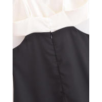 Vestidos de fiesta sin espalda midi con corte en A en contraste blanco y negro, vestido corto con cuello en V y tirantes finos sexys para mujer 2025 - details 10