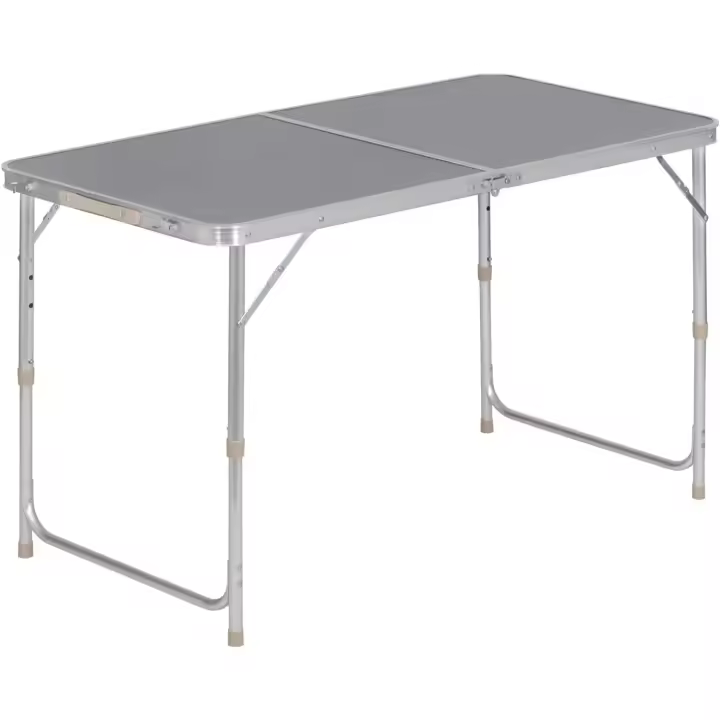 Mesa plegable de camping, mesa de jardín, mesa de trabajo, mesa de balcón, altura regulable, aluminio, MDF, gris - 1