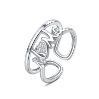 Anillo ajustable de Plata de Ley 925 brillante geométrico para mamá familiar, regalo de moda para fiesta de citas y boda para mujeres y niñas - details 0