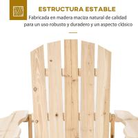 Adirondack de Madera Silla de Jardín con Asiento Extra Ancho Carga 150 kg para Patio Terraza Balcón 78x89x88 cm Natural - details 3
