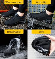 Zapatos de seguridad laboral antideslizantes con puntera de acero para hombres, a prueba de perforaciones y transpirables, zapat - details 4