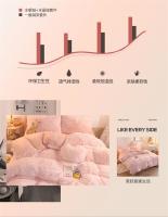 Juego de ropa de cama de lujo, edredón de terciopelo de visón Kawaii, con sábanas, individual y doble, color rosa cálido, para Otoño e Invierno - details 9