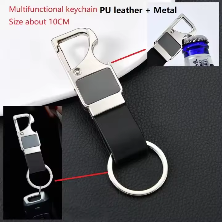 Llave de Cuero de Lujo Genuino Regalo de Negocios de Alta Calidad en Negro y Marrón - 1