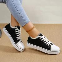 Zapatillas de lona vulcanizadas para mujer, zapatos planos de corte bajo con cordones, color blanco roto, primavera y otoño - details 4