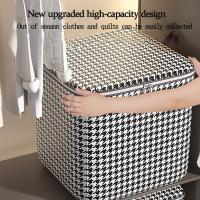 Cajas De Almacenamiento Con Manijas De Tela Houndstooth Gran Capacidad Organizador Para Ropa Y Edredones Cajas Para Organización Del Hogar - details 1