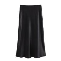 Falda de satén negro para mujer, faldas largas elegantes de cintura alta para mujer, falda Midi de verano a la moda, faldas de oficina para mujer - details 0
