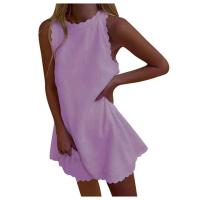 2025 Mini vestido informal sin mangas con estampado elegante para mujer, novedad de verano grande - details 5