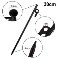 Clavos de acero resistentes para el suelo, clavijas de acampada con agujeros colgantes, resistentes al viento, para tienda de campaña, 30cm, 10 piezas - details 5
