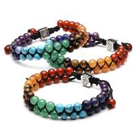 Pulsera de Yoga Vintage India Doble Capa de 7 Akas Mujeres Hombres Joyería de Sanación de Piedras Lava - details 9