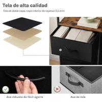 Cajonera para armario, cómoda dormitorio 8 cajones de tela, estantes de madera, cómoda de salón, cajas organizadoras, estructura metálica, estilo industrial - details 34