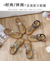 Sandalias de nuevo estilo con diamantes de imitación, cómodas, de punta redonda, para vacaciones en la playa, zapatos planos de talla grande - details 4